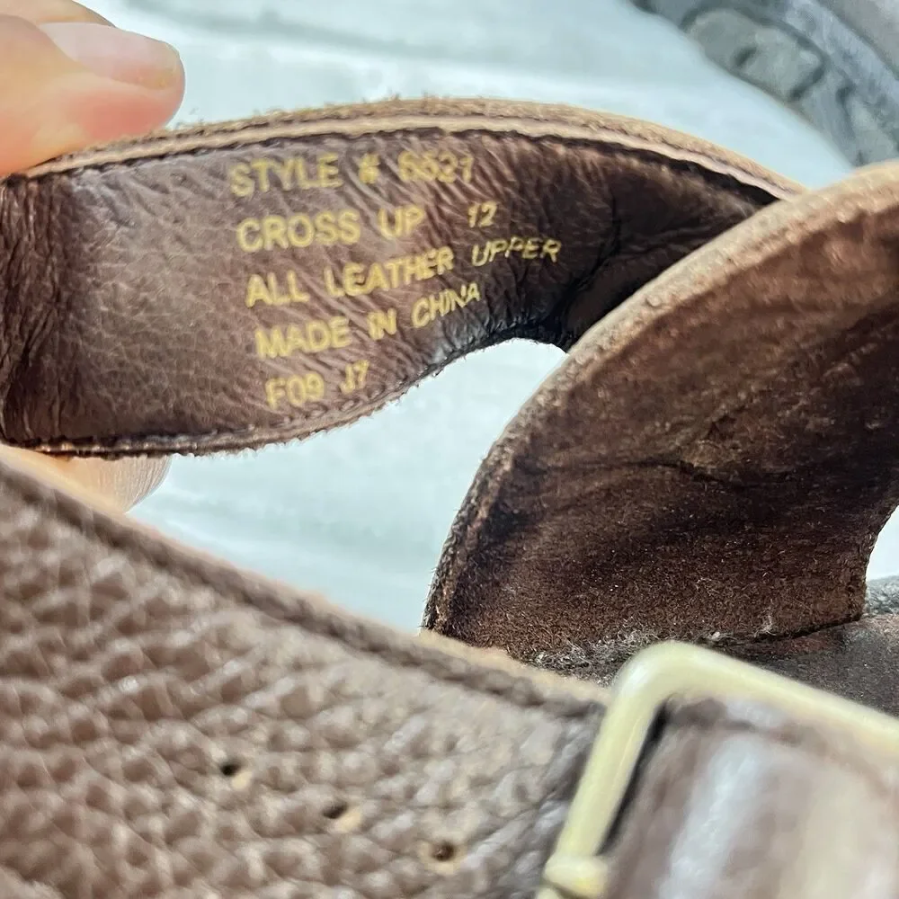 Teva Cross Up Men's Size 12 Brown Soft Leather Strappy Fisherman Comfort Sandal